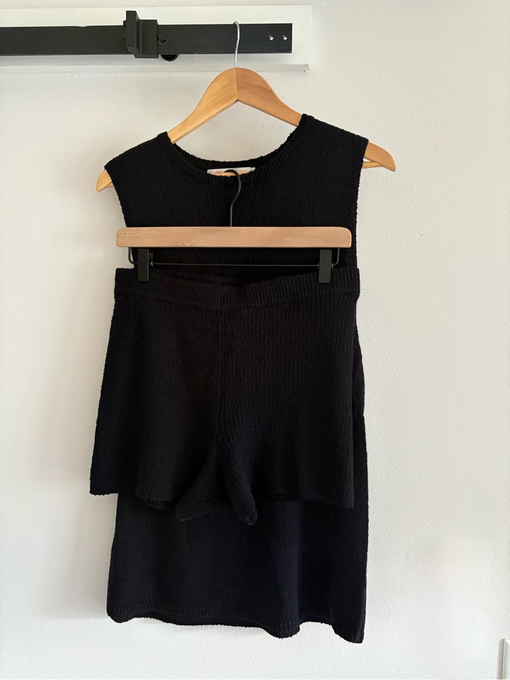 Free People Miranda Black Knit Tank with Matching Shorts Set
